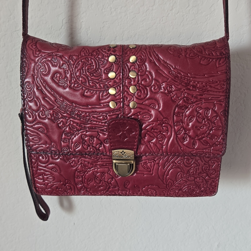 Patricia Nash Embossed Burgundy Crossbody Bag